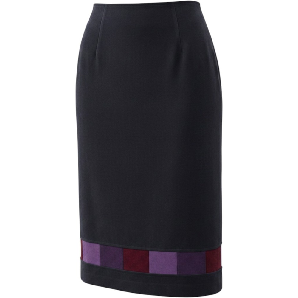 Vintage 90 Grunge Whimsigoth Black Faux Suede Colorblock Patchwork Midi Skirt 12